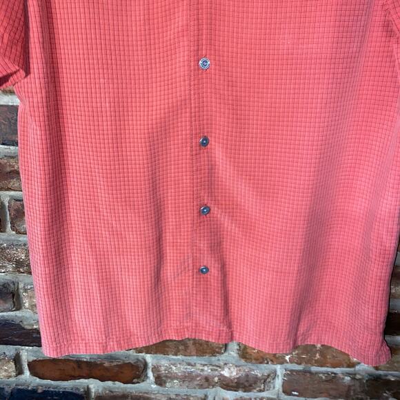 Columbia Sportswear Orange Plaid Short Sleeve Button Down Shirt Men's Size Large - Picture 4 of 6